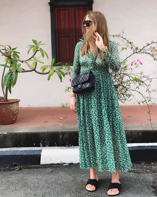 GANNI CAPELLA MESH Maxi Dress Verdant Green Floral Xs 6 8 Dalton Midi Skirt  Zara 320.00 - PicClick UK