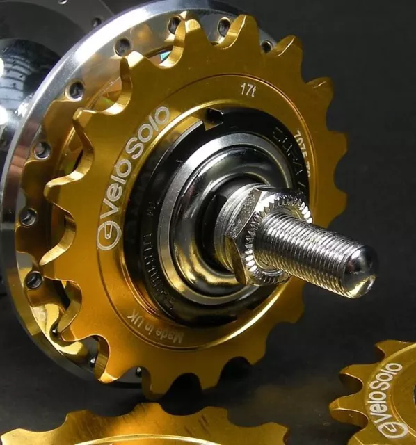 VeloSolo UK 1/8" FIXED TRACK COG GOLD BLACK RED 15 16 17 18 19 sprocket fixie