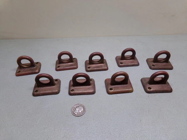 9 Vintage/Antique Solid Brass Round Eye Brackets Hooks Window Hardware?
