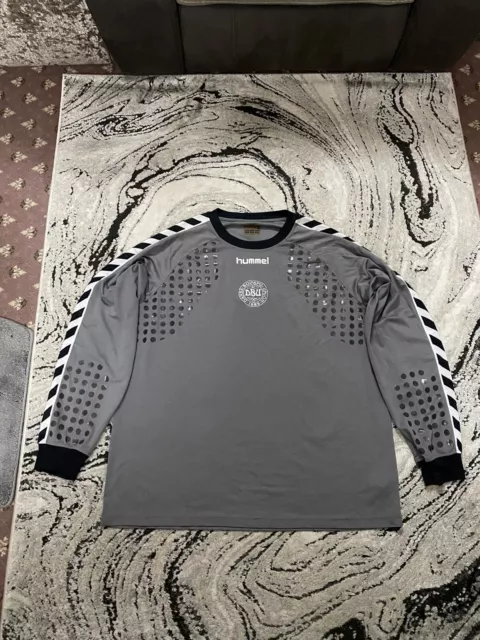 Denmark Grey Hummel Goalkeeper Football Shirt Size 2XL Men’s Long Sleeves Retro