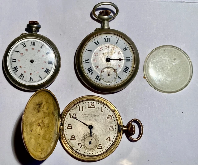 Lot De 4 Montres Vintage Difor Suisse Mécanique - Mouvement Manuel, Cuir, Non Testées, Occasion