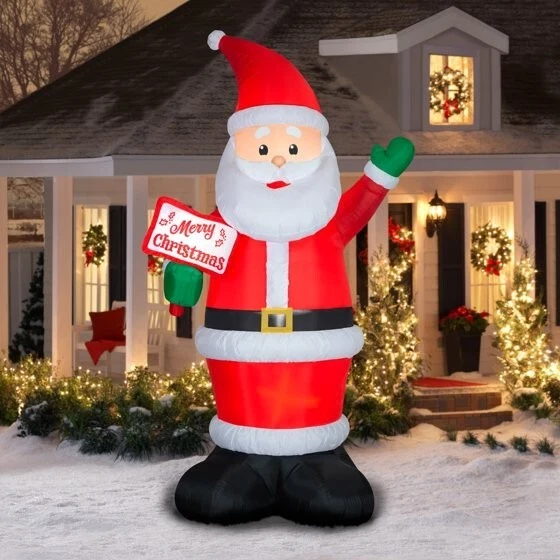 10FT INFLATABLE SANTA with Merry Christmas Sign Airblown Christmas