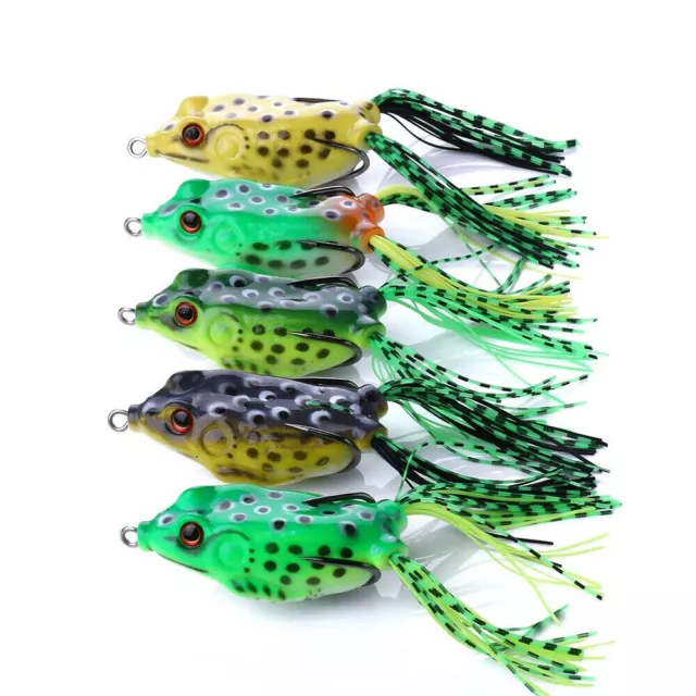 5PCS Lot 6cm/12g Large Frog Topwater Soft Pastic Fishing Lures Bait Kit Tackle