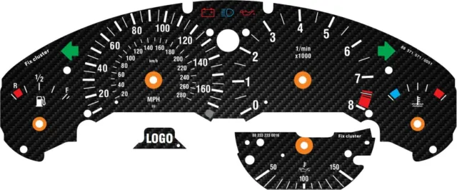 For BMW M3 E36 280km/h Carbon Speedometer Dials from MPH to Km/h Cluster Gauges
