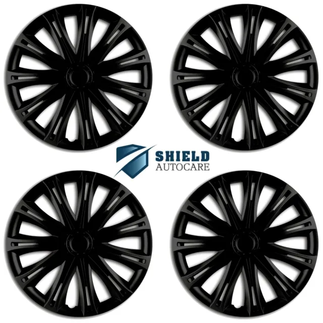 Wheel Trims 14" Hub Caps Spark Plastic Covers Set of 4 Black Specific Fit R14