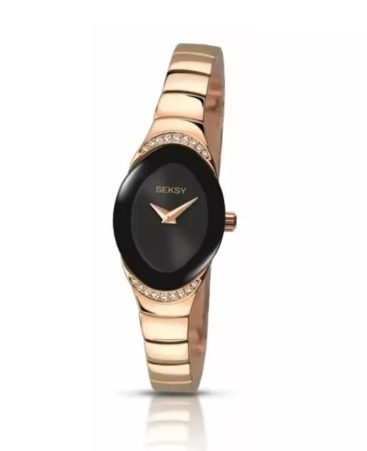 Seksy Womens Rose Gold and Blue Bracelet Watch - NEW model no  2306