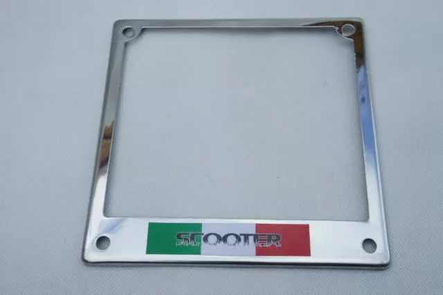 VESPA LAMBRETTA Italian Tri-Colour Chrome Number Plate Holder Surround