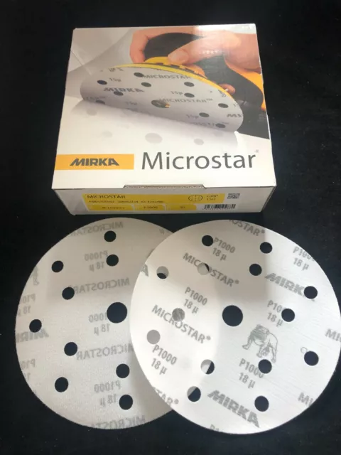 50 X Mirka Disques Abrasifs Microstar Ø 150 MM Poignée Scratch 15-Loch P1000