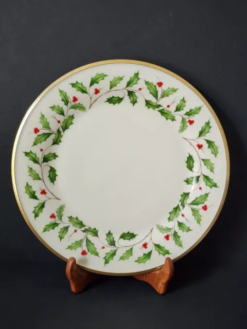 1 Lenox Holiday (Dimension) Dinner Plate (S) Fine China USA Gold Holly & Berry