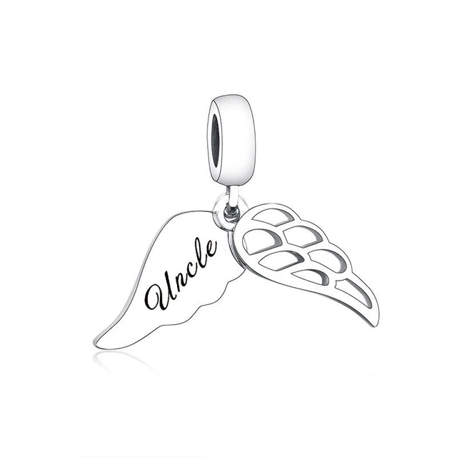 Uncle Angel Wings Charm Guardian Angel Memorial RIP Sterling Silver 925