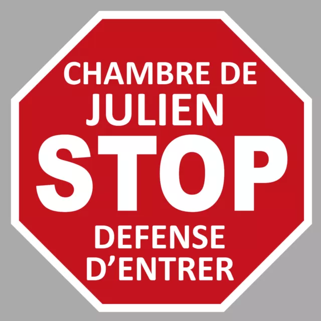 Stop Chambre Prenom Fille Garcon Personnalise Autocollant Sticker Porte Mur 2