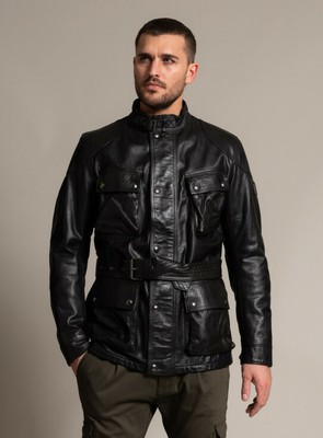 Uomo Abbigliamento da Giacche da Giacche di pelle Leather Jacket Raceway da Uomo di Belstaff in Nero