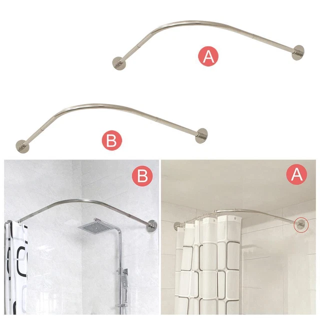 CURVED CORNER SHOWER Curtain Rod Wall Mounted LShaped Bathroom Curtain