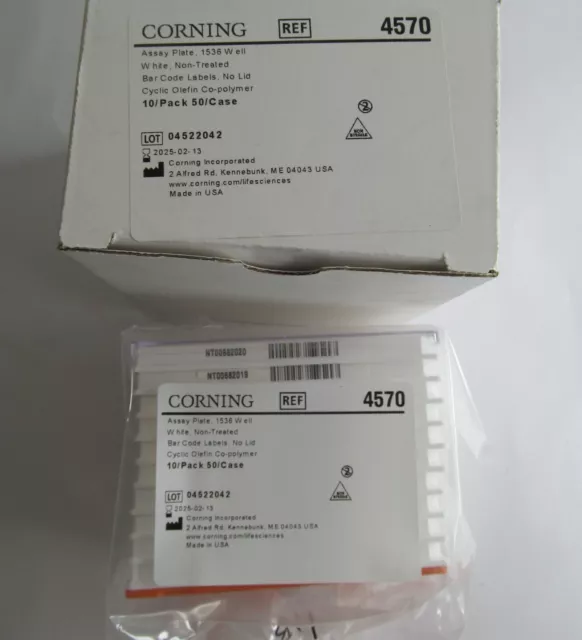 Sealed 10-Pack Corning 4570, 1536 Well Plate White Non-Treated No Lid Exp 2025