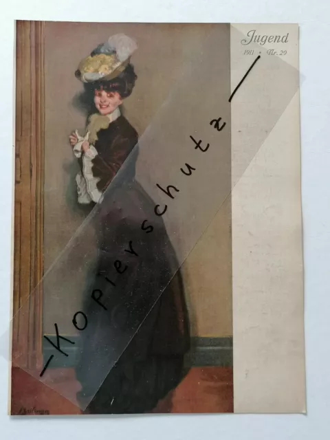 ORIGINAL Titelseite Titelblatt aus Zeitschrift JUGEND Hirth 1911 Nr. 29 (Z713)