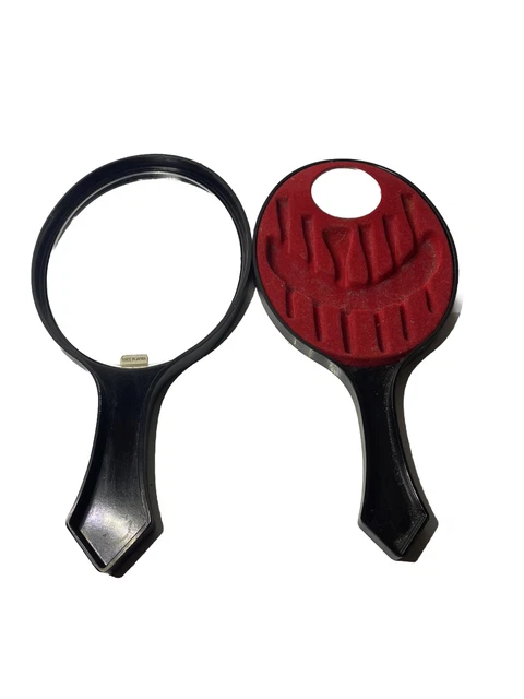 Bakelite Hand Mirror Hand Painted Japanese Secret Storage Compartment Vanity