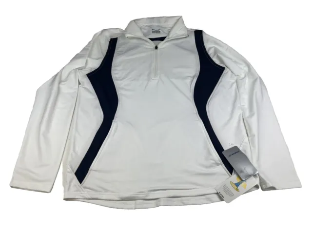 Reebok Play Dry Men's Size Medium White Long Sleeve Crew 1/4 Zip Shirt