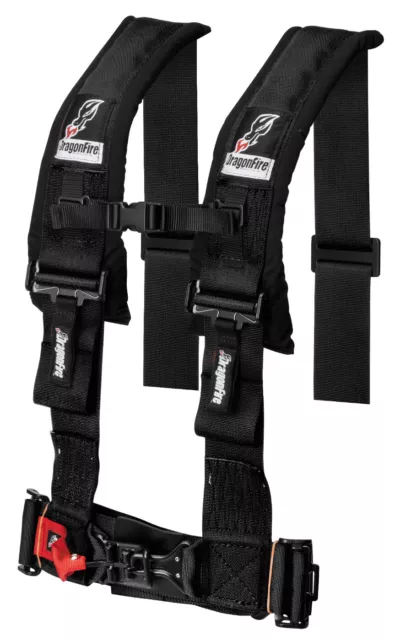 Dragonfire Seat Belt Harness 4 Point 3" Padded Black Yamaha Can Am Polaris