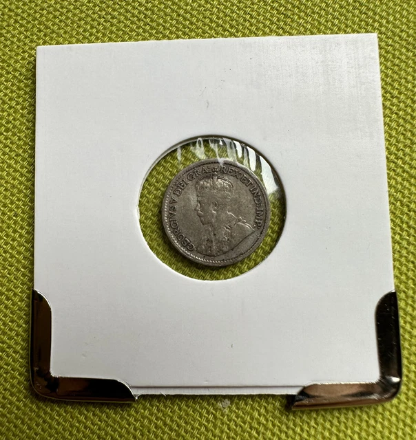 Canada 1917 Silver 5 Cents, Wreath, Crown, King George V Portrait