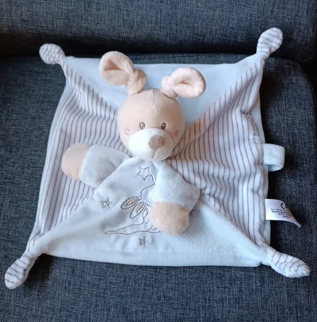 🐰🌟Doudou Plat Lapin Bleu Etoile Kiabi SIMBA NICOTOY Attache Tétine