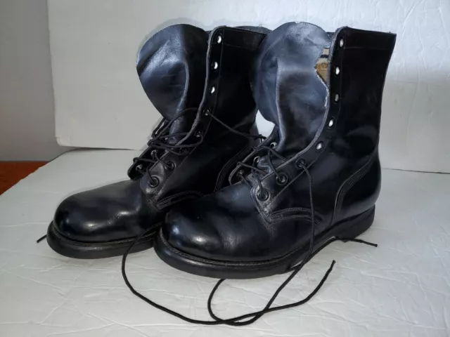 Biltrite Addison Shoe Co Military Boots Motorcycle Black Leather Men 8 WIDE READ