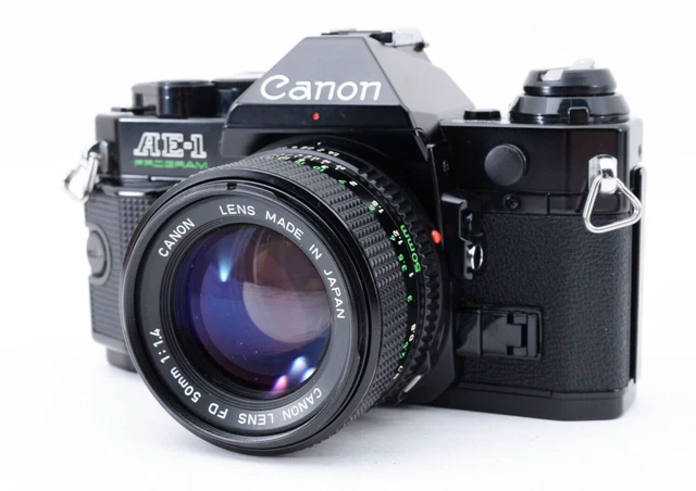 【NEAR MINT+!!with box!!】Canon AE-1 Program Black /NEW FD 50mm F/1.4 From Japan