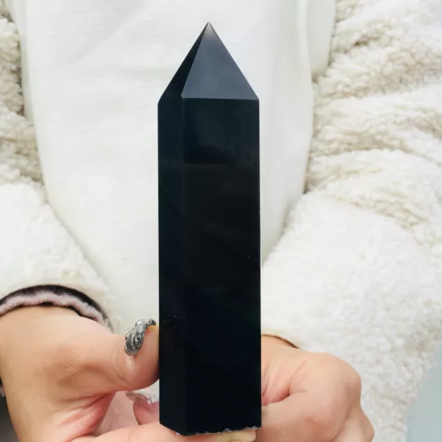 213G Natural Obsidian Obelisk Quartz Crystal  G248