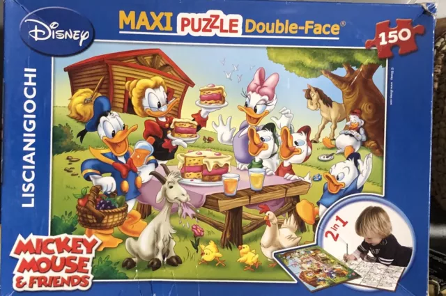 MAXI PUZZLE DOUBLE FACE DISNEY MICKEY MOUSE & FRIENDS 2 in 1, 150 pezzi