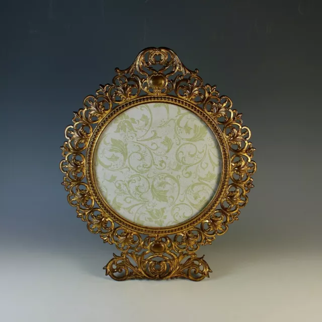 Vintage Gilded Cast Iron Photo Frame with Easel