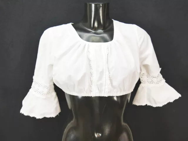 Gr.38 Dirndlbluse weiß Bluse für Dirndl Baumwollmischung mit Spitze B10290