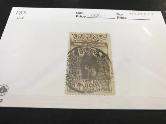 Italy #183 Used With Hinge Remnant - CV $125.00  (WW0377)