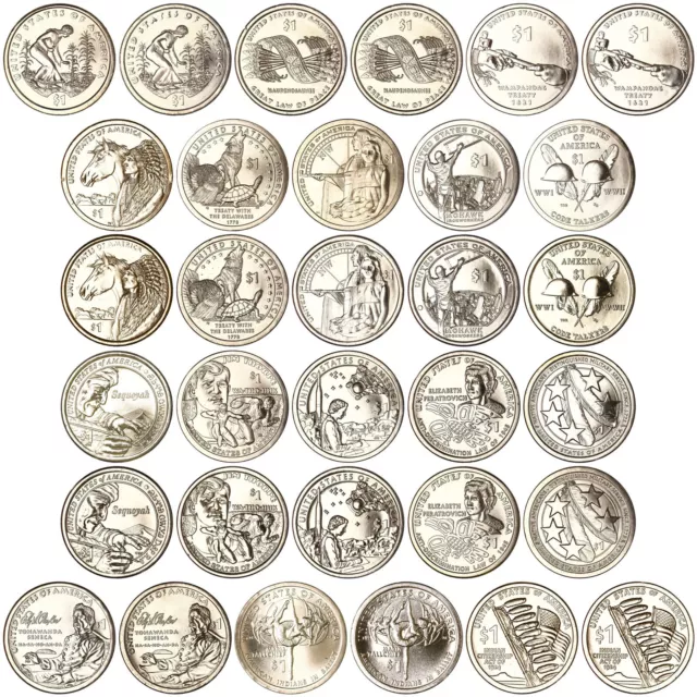 2009-2024 Native American Sacagawea Dollar BU Run 32 Coin Set