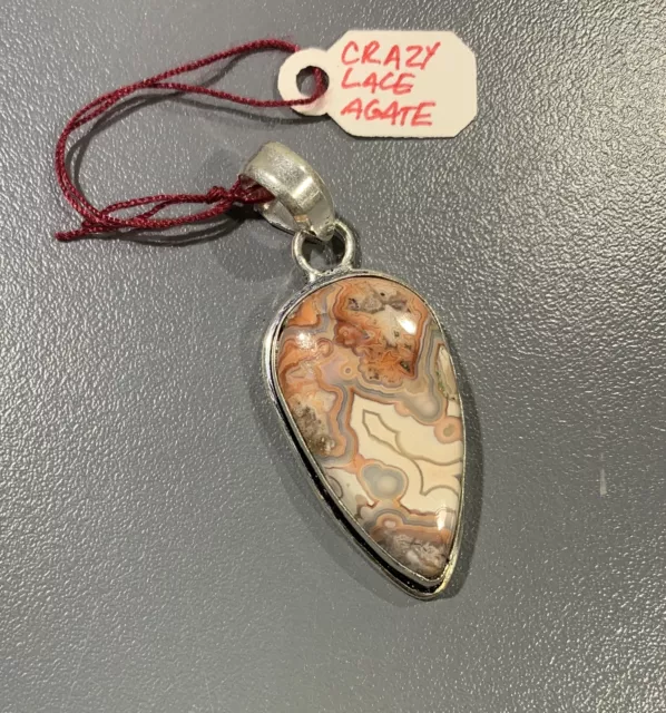 pendant for necklace - Crazy Lace Agate - pink tones healing crystal