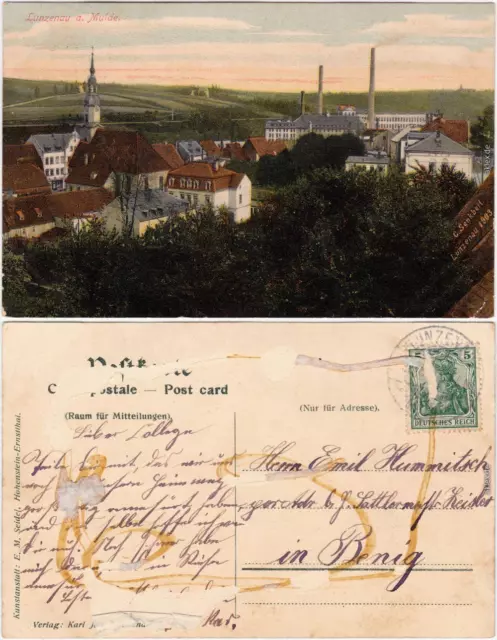 Ansichtskarte Lunzenau Blick auf Stadt und Fabrikanlagen 1903