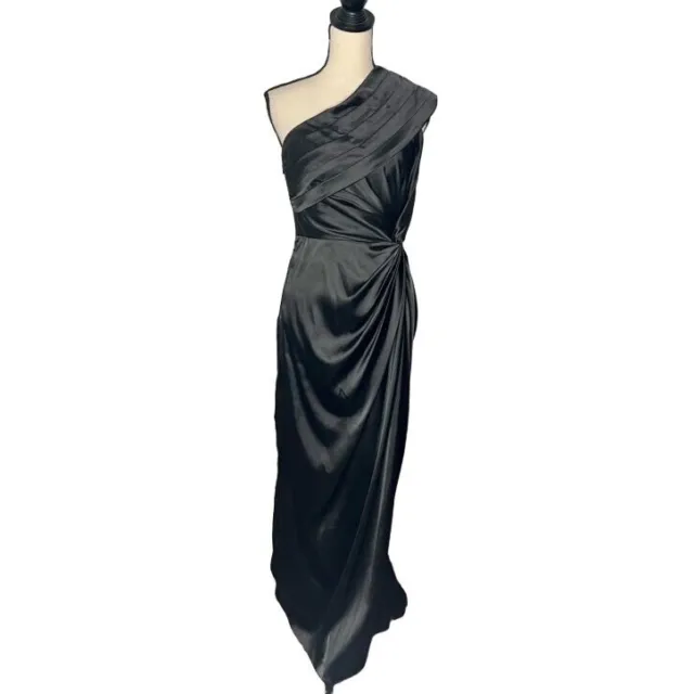 Adrianna Papell One Shoulder Satin Cocktail Dress Women's Size 8