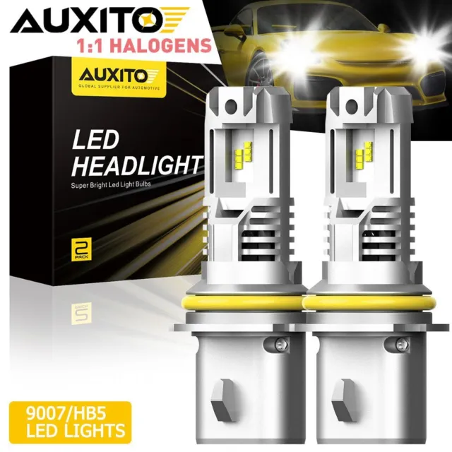 2x AUXITO 9007 HB5 LED Headlight Bulb High Low Beam Kit White 24000LM 200W Lamps