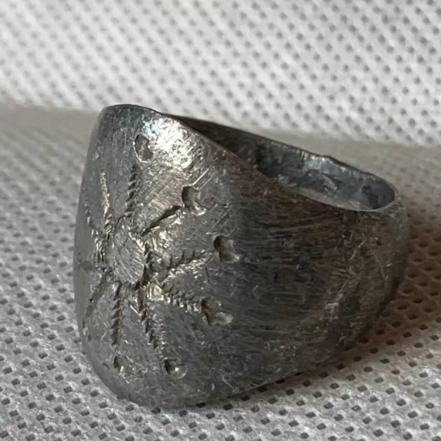 Ancient Antique Viking Ring Rare Roman Silver Color Warrior Very Rare