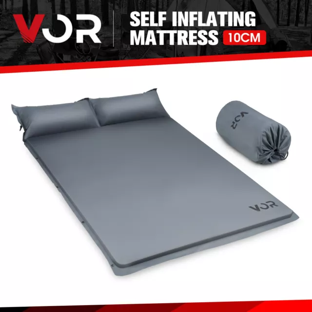 VOR Self Inflating Mattress 10cm Sleeping Mat Camping Hiking Air Bed Double