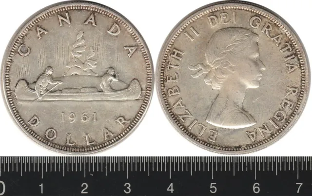 Canada: 1961 One Dollar QEII silver $1