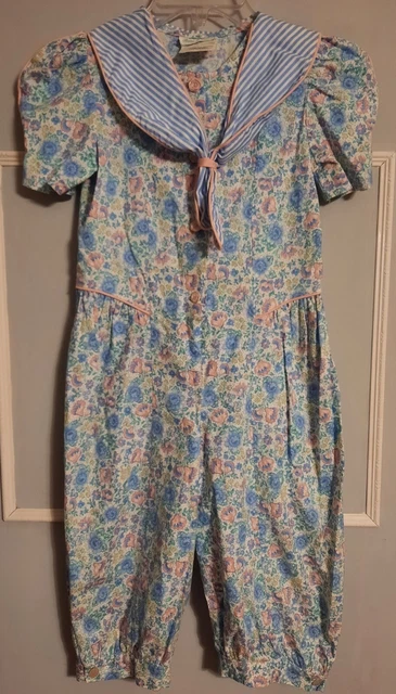 Vintage Rare Edition Toddler Girl Romper Size 6X  Floral Rose Buttons Union USA