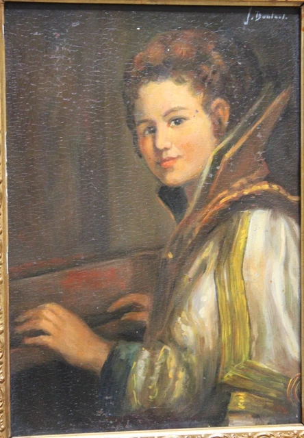 Dessin Ancien Signé - Jeune Femme Et Son Chien - Œuvre D'art Originale