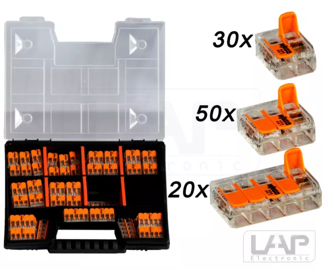 Kit de boîtes d'assortiment WAGO Variobox pinces de wagon boîte pinces à levier | 100 pièces
