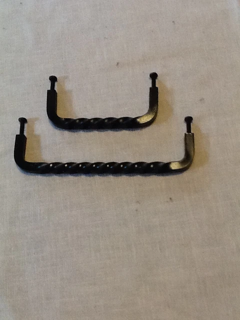 VINTAGE TWISTED WROUGHT IRON DRAWER PULLS 6 AND 4 INCH NOS 5923a