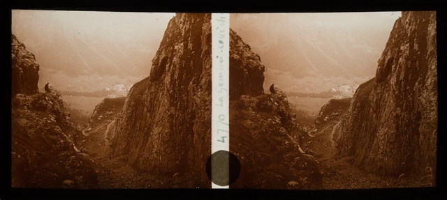 stereo view, Swiss, Col de la Gemmi, stereoscopic view, glass plate 6x13  2