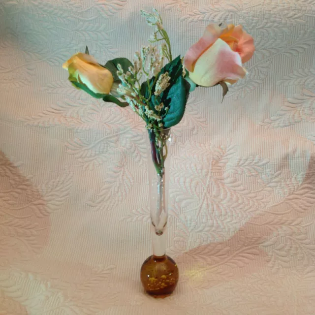 Amber Glass Ball Suspended Bubble Tall Bud Vase