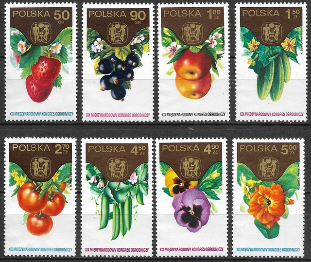 POLAND - 1974 MNH "Flowers, Fruits & Vegetables" Complete Set !!!