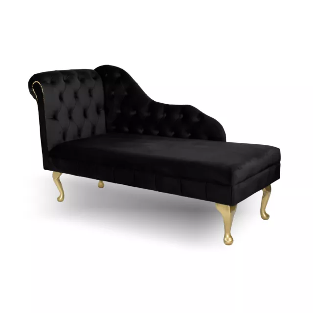 Chaise Lounge Chesterfield Sofa Black Gold Accent Chair Chesire Tufted Longue