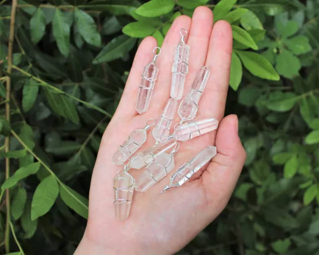 Clear Quartz Wire Wrapped Point Pendant / Necklace, Quartz Crystal Point Pendant