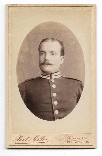 Y21198/ CDV Foto Soldat Militaria Atelier Paul Müller, Berlin ca.1885