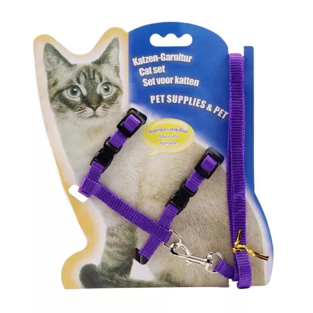 (H001-PUR) Cat Kitten Adjustable Harness & Lead Set, Purple
